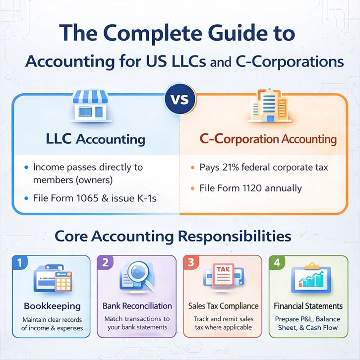 The Complete Guide to Accounting for US LLCs and C-Corporations
